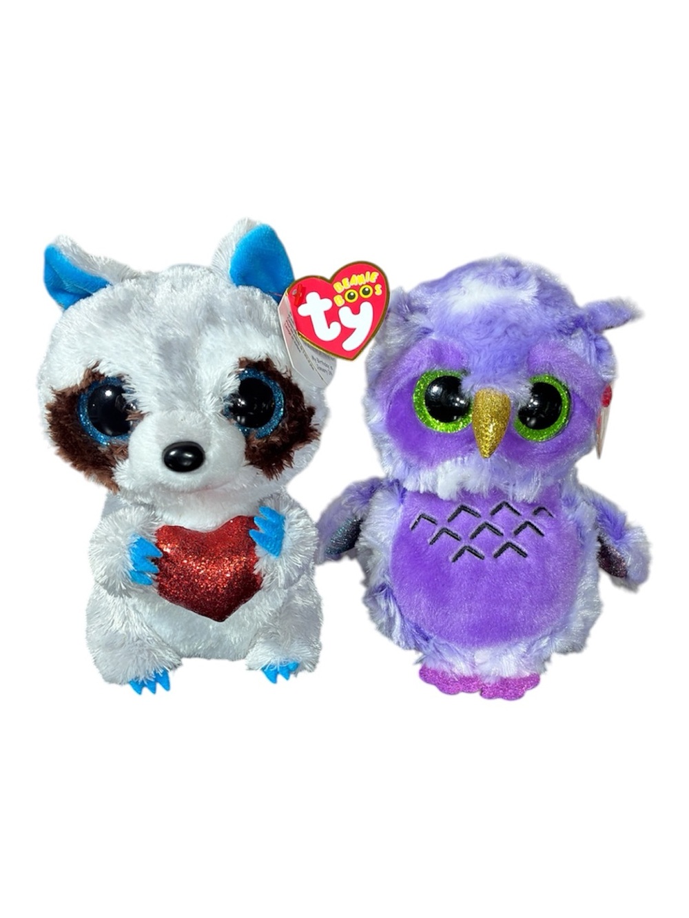 Bundle of Ty Beanie Boos Thief the Raccoon and Owlivia the Owl New with tag